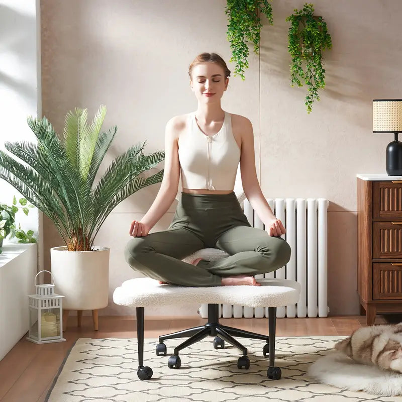 Ergonomic Cross-Legged Meditation Chair – Adjustable, with Wheels & Back Support