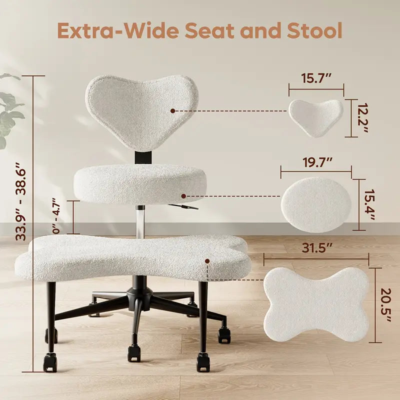 Ergonomic Cross-Legged Meditation Chair – Adjustable, with Wheels & Back Support