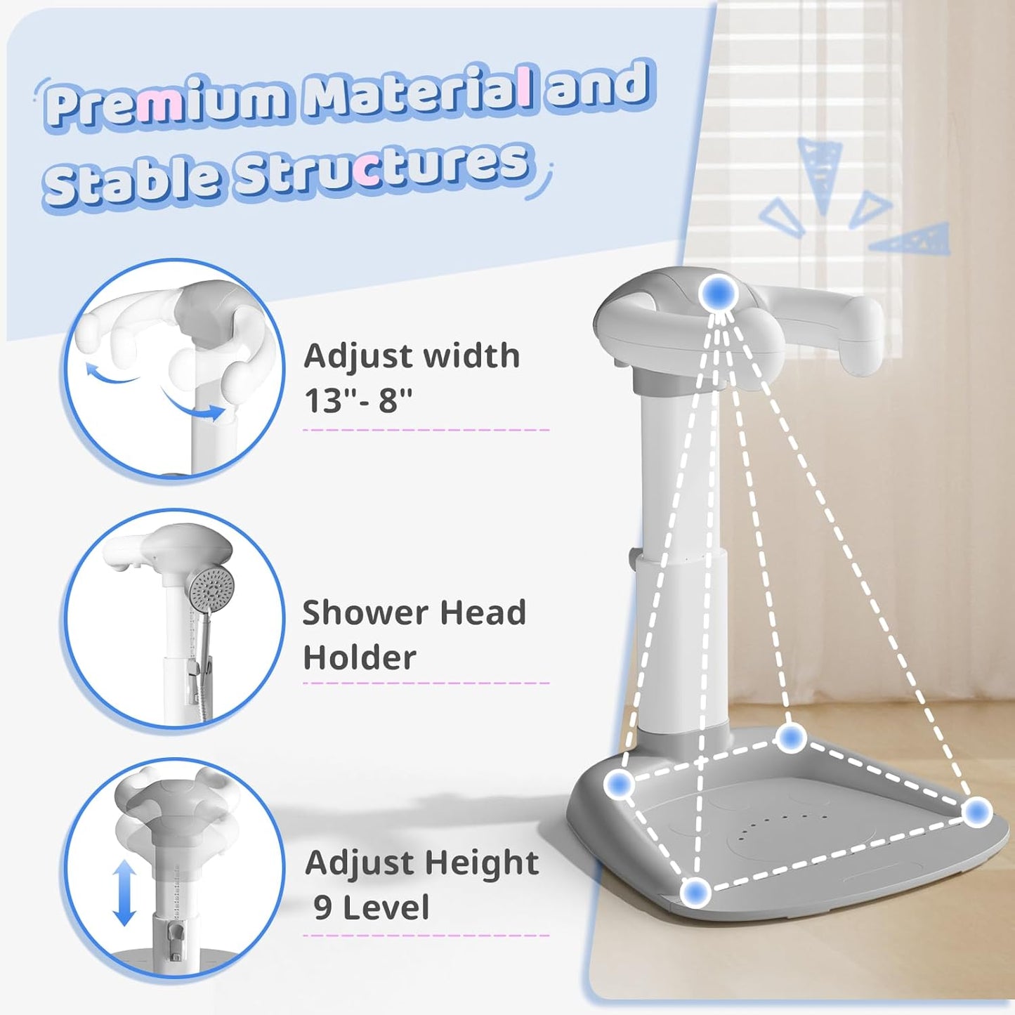 Baby Bathtub with Shower Stand Support