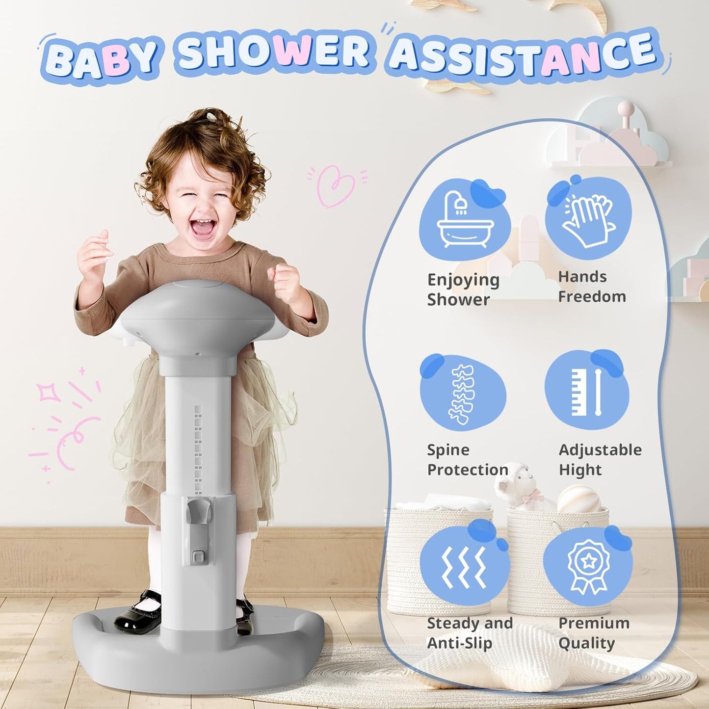 Baby Bathtub with Shower Stand Support
